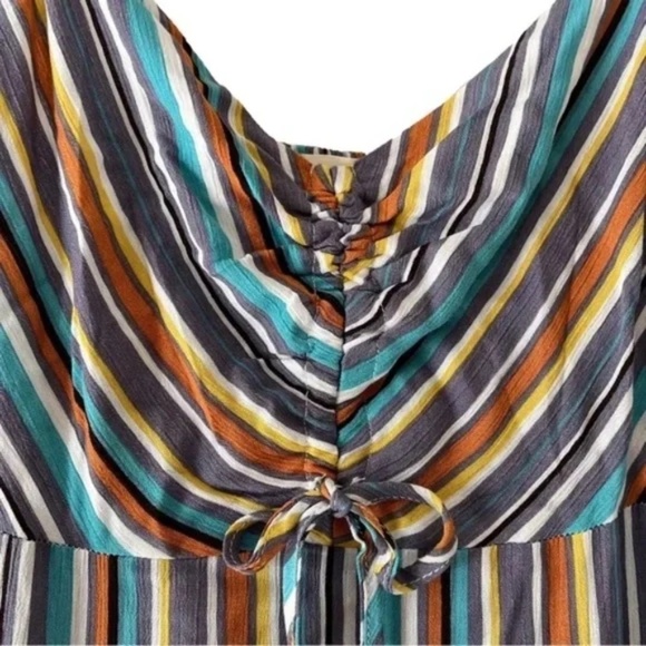 Hint of Mint | New Multicolor Striped Ruffled Smocked Maxi Dress, Juniors Large - Picture 5 of 10